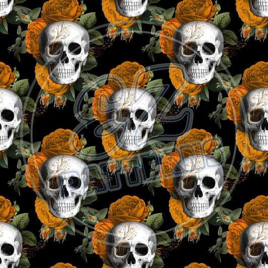 Floral Skulls 004 Printed Pattern Vinyl