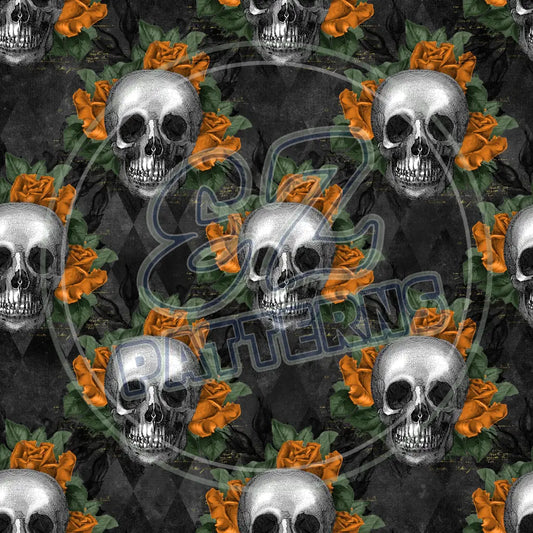 Floral Skulls 012 Printed Pattern Vinyl