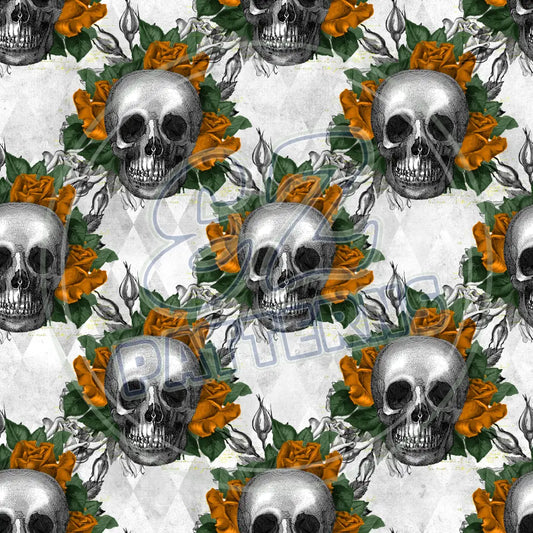 Floral Skulls 013 Printed Pattern Vinyl
