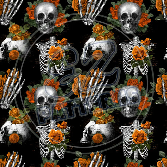 Floral Skulls 014 Printed Pattern Vinyl