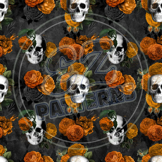 Floral Skulls 015 Printed Pattern Vinyl
