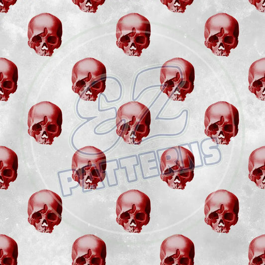 Red Silver Skulls 006 Printed Pattern Vinyl