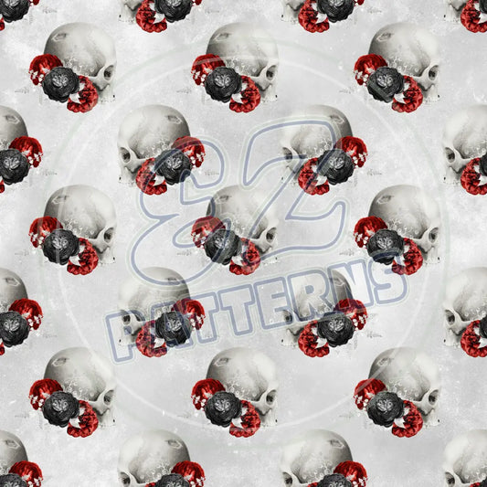 Red Silver Skulls 007 Printed Pattern Vinyl