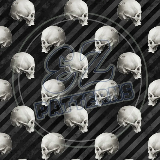 Red Silver Skulls 009 Printed Pattern Vinyl