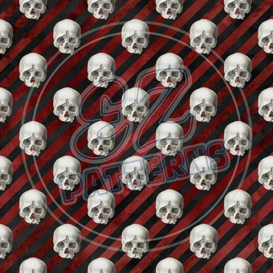 Red Silver Skulls 015 Printed Pattern Vinyl