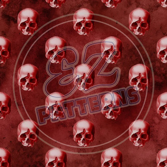 Red Silver Skulls 016 Printed Pattern Vinyl