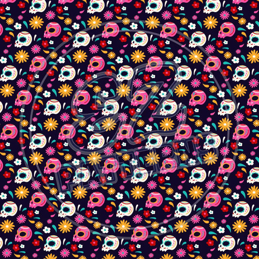 Sugar Skulls 006 Printed Pattern Vinyl