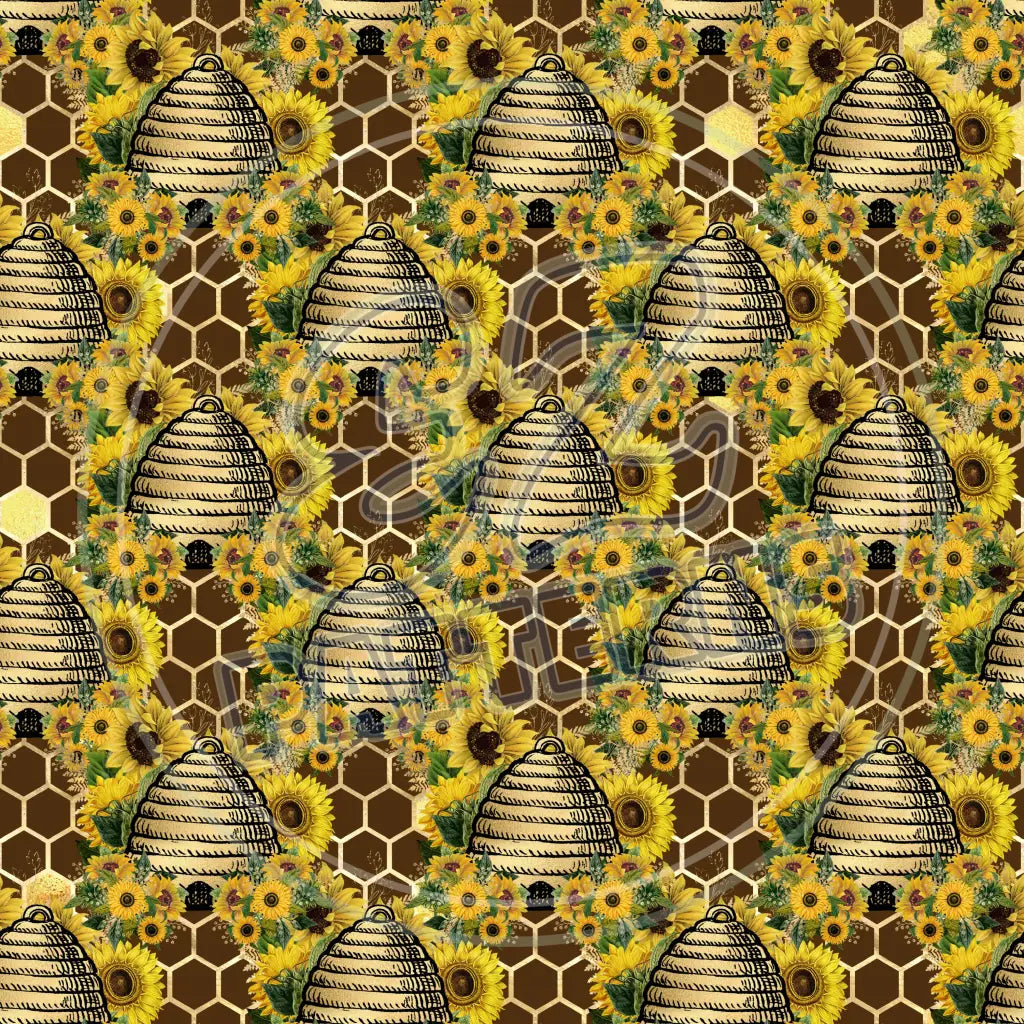 Sunflower Bees 001 Printed Pattern Vinyl