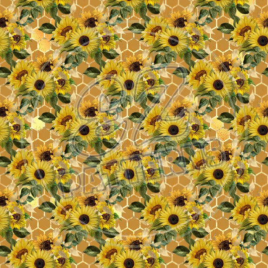 Sunflower Bees 002 Printed Pattern Vinyl