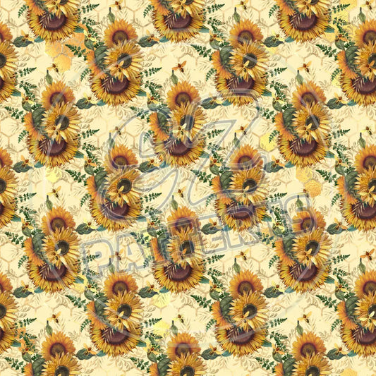 Sunflower Bees 003 Printed Pattern Vinyl