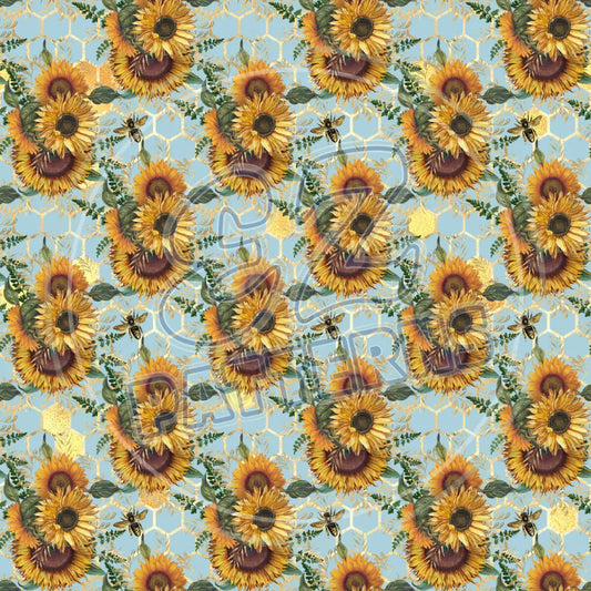 Sunflower Bees 004 Printed Pattern Vinyl