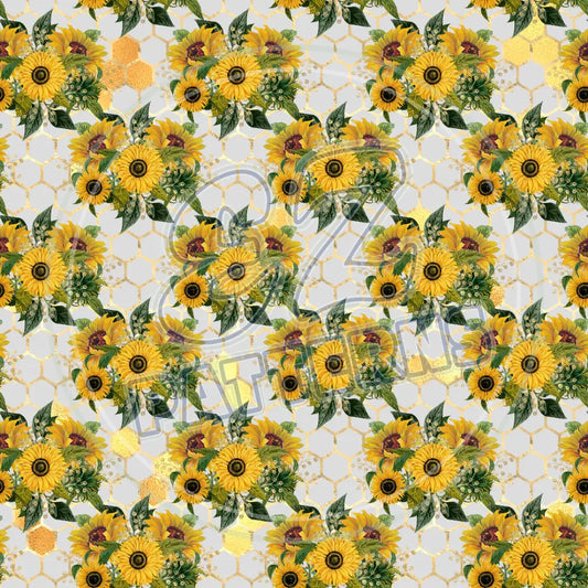 Sunflower Bees 005 Printed Pattern Vinyl