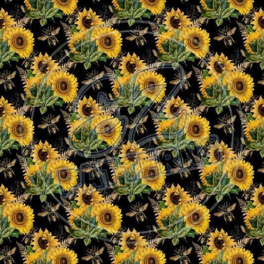 Sunflower Bees 006 Printed Pattern Vinyl