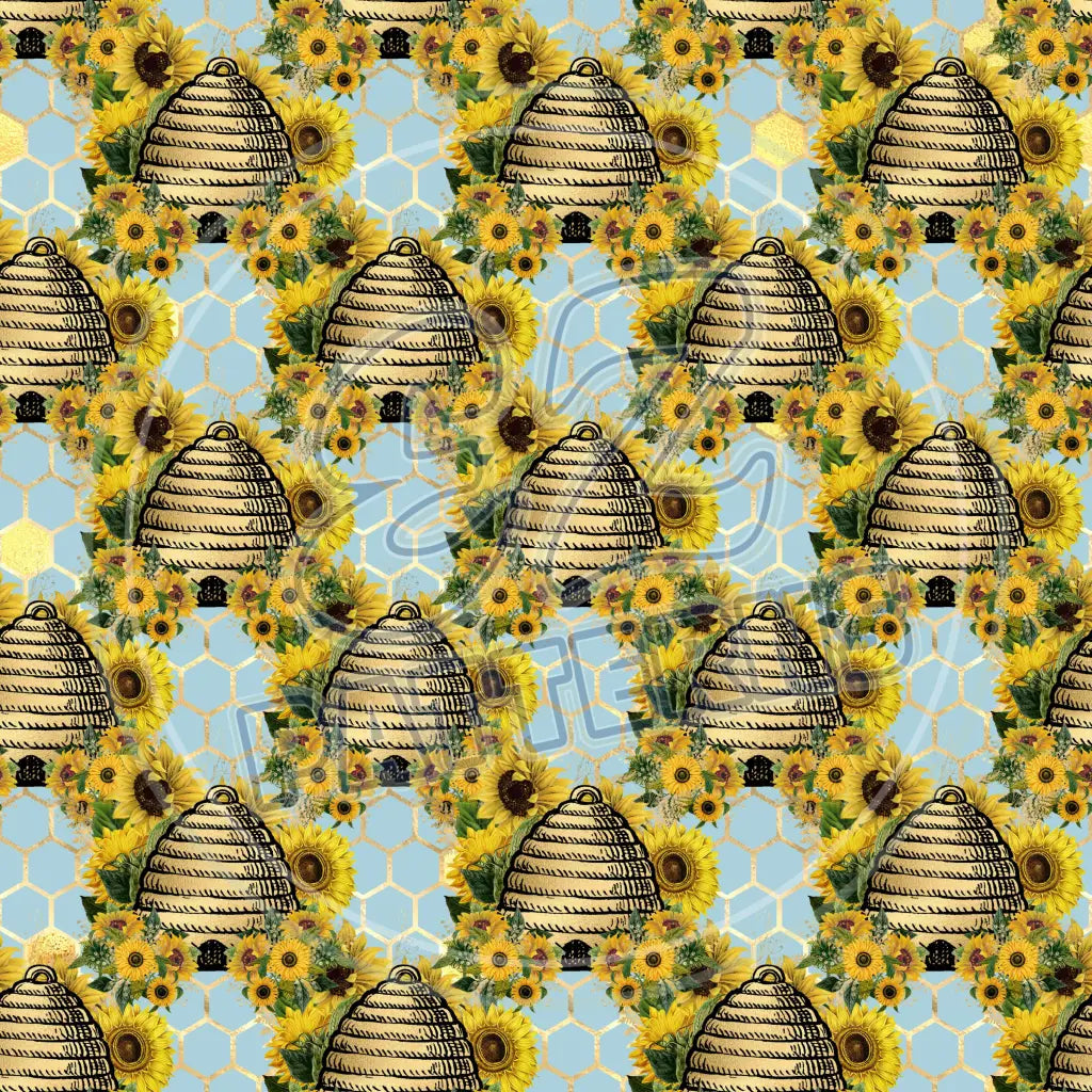 Sunflower Bees 011 Printed Pattern Vinyl