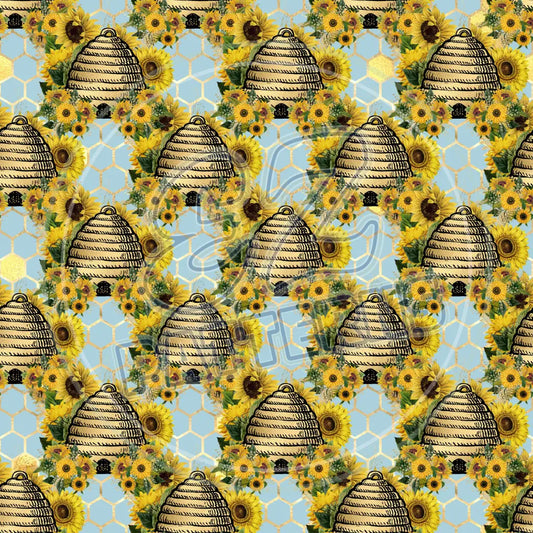 Sunflower Bees 011 Printed Pattern Vinyl