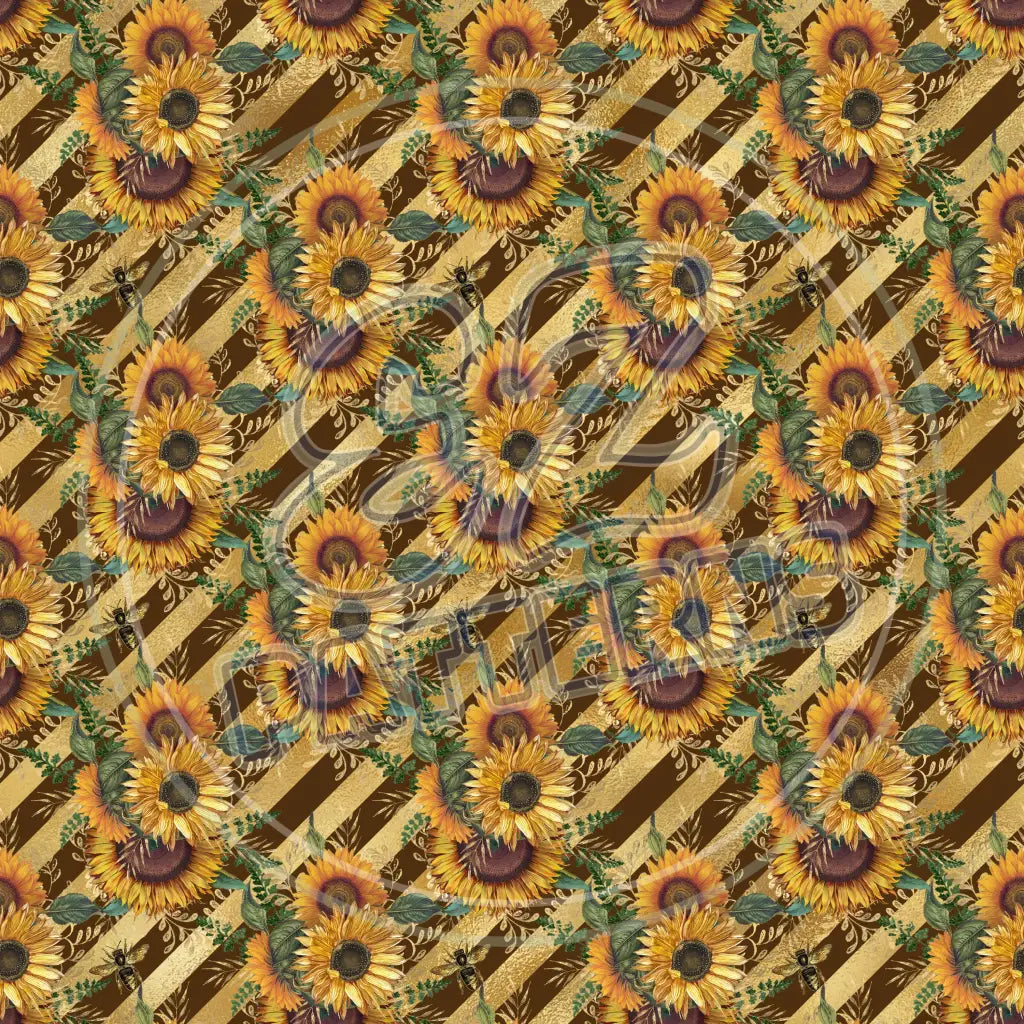Sunflower Bees 014 Printed Pattern Vinyl