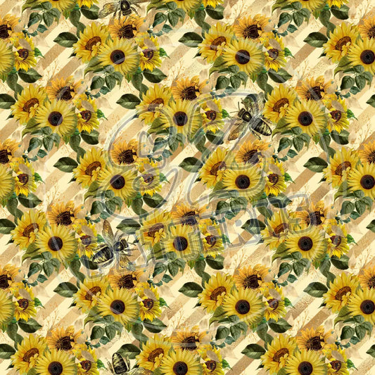 Sunflower Bees 015 Printed Pattern Vinyl