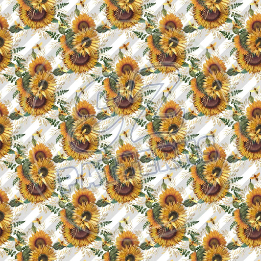 Sunflower Bees 016 Printed Pattern Vinyl