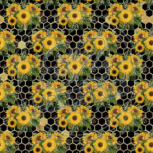 Sunflower Bees 017 Printed Pattern Vinyl
