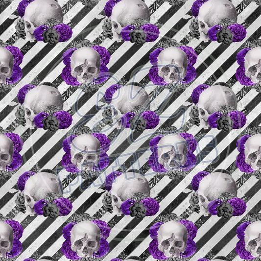 Violet Skulls 002 Printed Pattern Vinyl