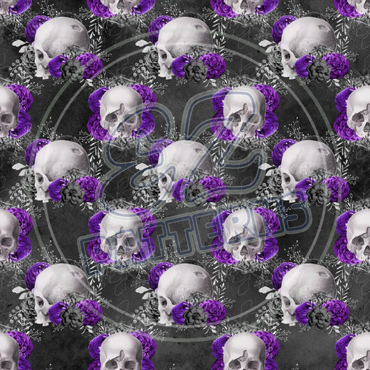 Violet Skulls 012 Printed Pattern Vinyl