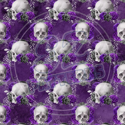 Violet Skulls 017 Printed Pattern Vinyl